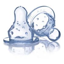 Bico De Silicone Para Mamadeira Normal +3m Com 2 Unidades Baby Nuby COR:TRANSPARENTE