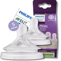 Bico Mamadeira Philips Avent Pétala 3.0 N5 6m Fluxo Extra Rápido 2 Unidades Silicone Bico Mamadeira Philips Avent Pétala 3.0 N5 6m Fluxo Extra Rápido 2 Unidades Silicone