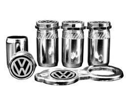 Bico Tampa Pino Válvula Antifurto Cromado Emblema Volkswagen