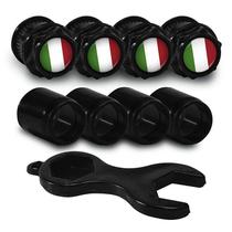 Bicos Capa de Válvula Preto Pneu Bandeira Itália