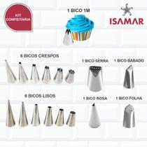 Bicos De Confeitar Em Inox 16 Pecas Grande + Bico 1m + brinde