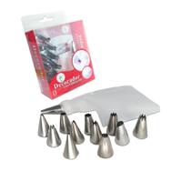 Bicos De Confeitar Inox Com Adaptador E Manga Decorador 13Un