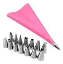 Bicos De Confeitar Jogo Inox 16 Peças + Saco + Adaptador Bicos De Confeitar Jogo Inox 16 Peças + Saco + Adaptador
