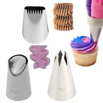 bicos de confeitar pitanga 1m babado 402 e bico cesta grande