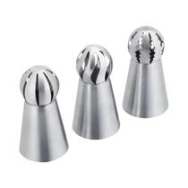 Bicos De Confeitar Russos De Aço Inoxidável 3 Peças Para Decoração De Bolos E Cupcakes - Ferramentas