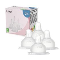 Bicos de mamadeira Yohkoh Wide Neck Silicone L 4 unidades