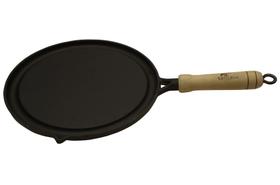 Bifeteira de Ferro Fundido Lisa Redonda com Cabo Fundição Santana - 24 Cm