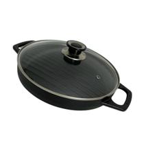 Bifeteira Dupla Face de Ferro com Tampa de Vidro Santana Bifeteira Dupla Face de Ferro com Tampa de Vidro Santana