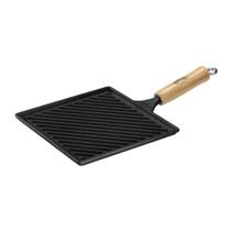 Bifeteira Grill Quadrada Ferro Fundido Cabo Madeira 22x22cm Panela Mineira