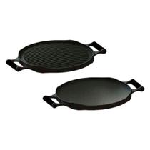 Bifeteira Redonda Dupla Face Ferro Fundido 33CM Preta Libaneza
