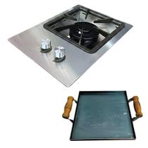Bifeteira Slim Embutir Inox Queimador Duplo Chapa Aço Carb