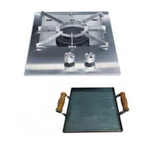Bifeteira Slim Embutir Inox Queimador Duplo Chapa Aço Carb