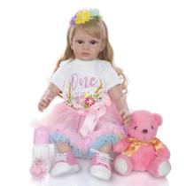 Big 60 cm bebe bonecas menina realista peruca princesa loira