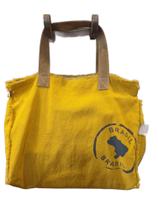 Big bag brasil mostarda c/ forro listrado azul e branco Big bag brasil mostarda c/ forro listrado azul e branco