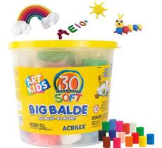 Big Balde Kit 30 Massinhas Acrilex / 1,5kg Balde Infantil