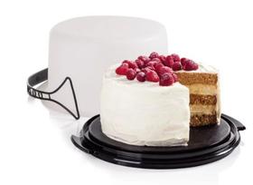 Big Cake Redondo Porta Bolo Tupperware (Preto e Branco)