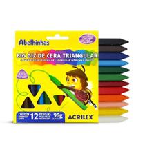 Big Giz de Cera Triangular com 12 Cores e 95 Gramas - ACRILEX