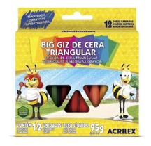 Big Giz De Cera Triangular Com 12 Cores Não Rola Na Mesa