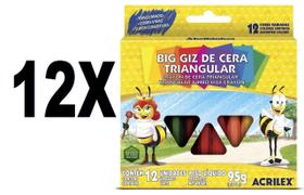 Big Giz Triangular com 12 Cores Acrilex 09312 Kit 12 Caixas