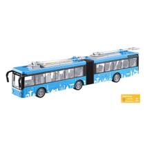 Big Onibus Friccao com Luz e Som DM Toys Portas Abrem 44cm Azul Modelo Urbano Brinquedo