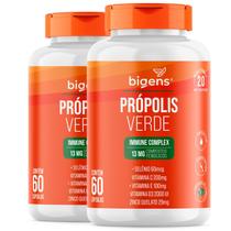 Bigens kit 2x própolis verde alecrim 60cps, vit c, d3, zinco
