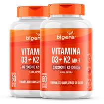 Bigens kit 2x vitamina d3 2000ui k2 mk7 100mcg azeite oliva 60 caps