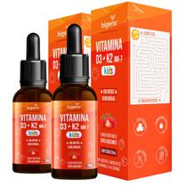 Bigens kit 2x vitamina d3k2 mk7 kids frutas vermelhas 20ml