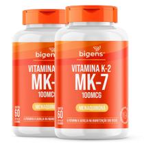 Bigens kit 2x vitamina k2 mk7, 60 cápsulas, 100mcg, mk7