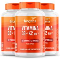 Bigens kit 3x vitamina d3 2000ui k2 mk7 100mcg azeite oliva 60 caps