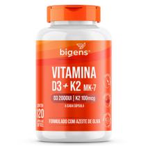 Bigens vitamina d3 2000ui k2 mk7 100mcg óleo de oliva 120 caps