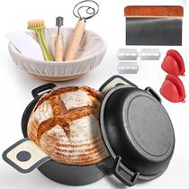 BIGFIT Panela de Ferro Fundido 5 qt com Conjunto para Fermentação de Pão BIGFIT Panela de Ferro Fundido 5 qt com Conjunto para Fermentação de Pão