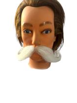 Bigode Falso Realista Branco Grande com pontas Viradas Bigode Falso Realista Branco Grande com pontas Viradas