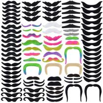 Bigodes falsos autoadesivos variados, 96 unidades para o Halloween