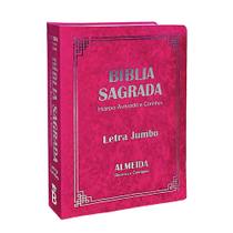 BIiblia Sagrada Jumbo ARC Capa Pu Luxo C/ Harpa - Pink