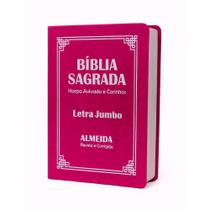 BIiblia Sagrada Jumbo ARC Capa Pu Luxo C/ Harpa - Pink