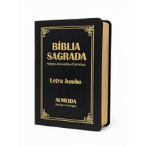 BIiblia Sagrada Jumbo ARC Capa Pu Luxo C/ Harpa - Preta