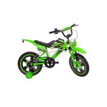 Bike Aro 16 Moto Cross Verde Uni Toys Com Rodinhas Uma Velocidade Freio V-Brake