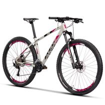 Bike Aro 29 Mountain Bike Alumínio M17' Freio a Disco Shimano Fun Evo 2023 Cinza Roxo Sense