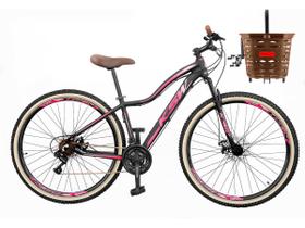 Bike Feminina Aro 29 KSW MWZA Retrô 21v Shimano Com Cesta