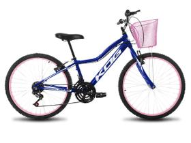 Bike Infantil Feminina Aro 24 KOG Alumínio 18V Azul Signos Branco Bike Infantil Feminina Aro 24 KOG Alumínio 18V Azul Signos Branco