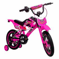 Bike Infantil Rosa Com Carenagem Moto Banco Estendido E Freios V-Brake Para Crianças