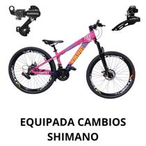 Bike Rosa/Azul. aro 26 Vmaxx Vikingx Câmbios Shimano Tuff 25 21 Velocidades Pneu Balão Freeride Bike Rosa/Azul. aro 26 Vmaxx Vikingx Câmbios Shimano Tuff 25 21 Velocidades Pneu Balão Freeride