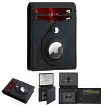 Billetera RUNBOX Slim de Cuero con Portador para AirTag y Bloqueo RFID