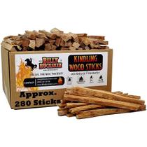 BILLY BUCKSKIN HOME & BEAUTY Palitos de madeira para gravetos secos em estufa Lenha inicial pronta para usar O tamanho perfeito para iniciar incêndios Lenha Firestarter totalmente natural Aprox. 280 palitos por caixa