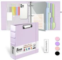 Binder BVSSX Leather de 3 anéis de 2 polegadas com prancheta roxa