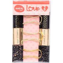 Binder Clips Especial Preto e Dourado Glitter 6 unid 32mm Binder Clips Especial Preto e Dourado Glitter 6 unid 32mm