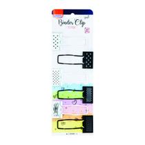 Binder Clips Suporte Para Caneta 25mm Preto E Branco 6un Binder Clips Suporte Para Caneta 25mm Preto E Branco 6un