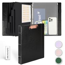 Binder Etzul, capa dura, 3 anéis, 2,54 cm, couro, tamanho carta