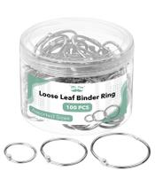 Binder Ring Mr. Pen Loose Leaf, pacote com 100, 3 tamanhos, prata
