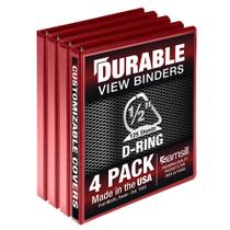 Binder Samsill Durable 0,5 polegadas vermelho, pacote com 4, 125 páginas